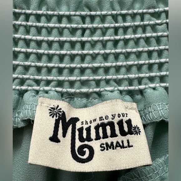 Show Me Your Mumu Hacienda off the shoulder maxi dress, silver sage crisp, small - Picture 11 of 11